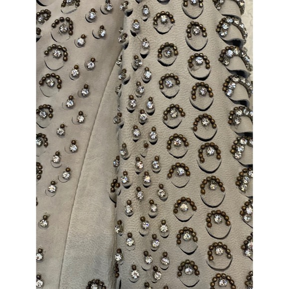 ALICE + OLIVIA JACE EMBELLISHED LEATHER MOTO JACKET SIZE S - Picture 12 of 15
